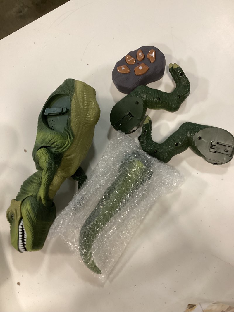Condition photo showing As Is for joyin robot dinosaur toy for kids boys 3+ big t.rex with light and realistic roaring sound, remote control walking & dancing dinosaur, electronic toy for kid, birthday gift for kids boys girls