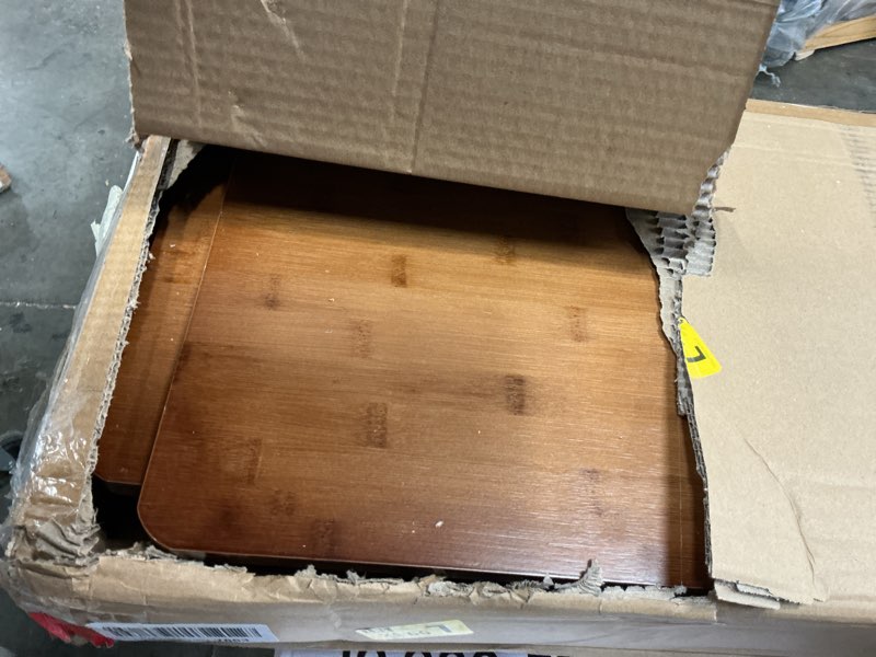 Condition photo showing Good Condition for hollyhome bamboo tv stand with storage for tvs up to 65'', modern entertainment center with 2 open shelf, accent media console table for living room, bedroom, 55"(l), walnut