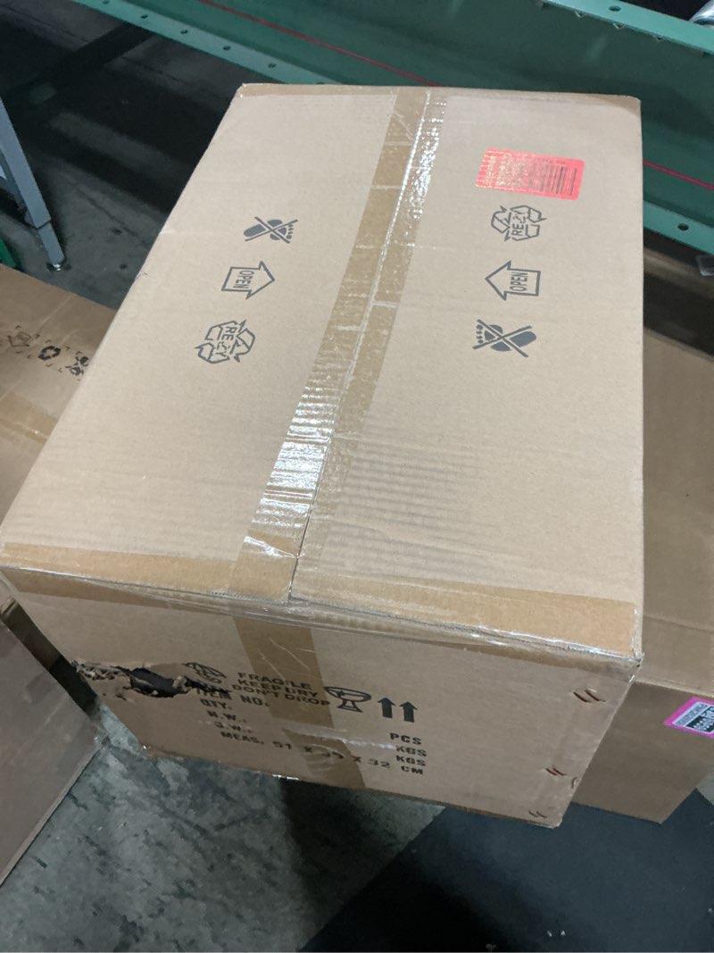 Condition photo showing New/Like New for KCO Lighting 6-Lights Ribbed Milk Glass Chandelier Farmhouse Rustic Walnut Wood Chandelier Lighting Frosted White Globe Pendant Light Mid Century Modern Gold Semi Flush Mount Ceiling Light 6 Light