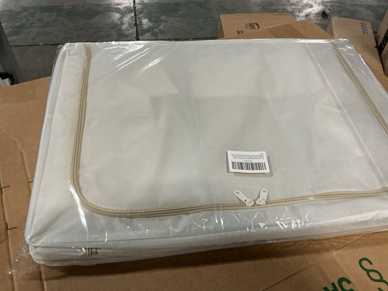 Condition photo showing Good Condition for clothes storage bins with metal frame, foldable clothes organizers storage containers for clothes, sheets, blankets, pillows and towels (100l, 3 pack) beige 100l(23.6''x16.5"x15.7") beige