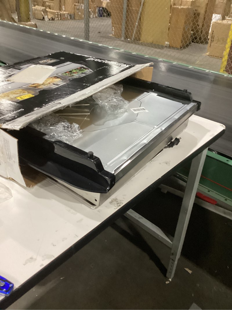 Condition photo showing As Is for Proctor Silex Buffet Server & Food Warmer, Adjustable Heat, for Parties, Holidays and Entertaining, Three 2.5 Quart Oven-Safe Chafing Dish Set, Stainless Steel