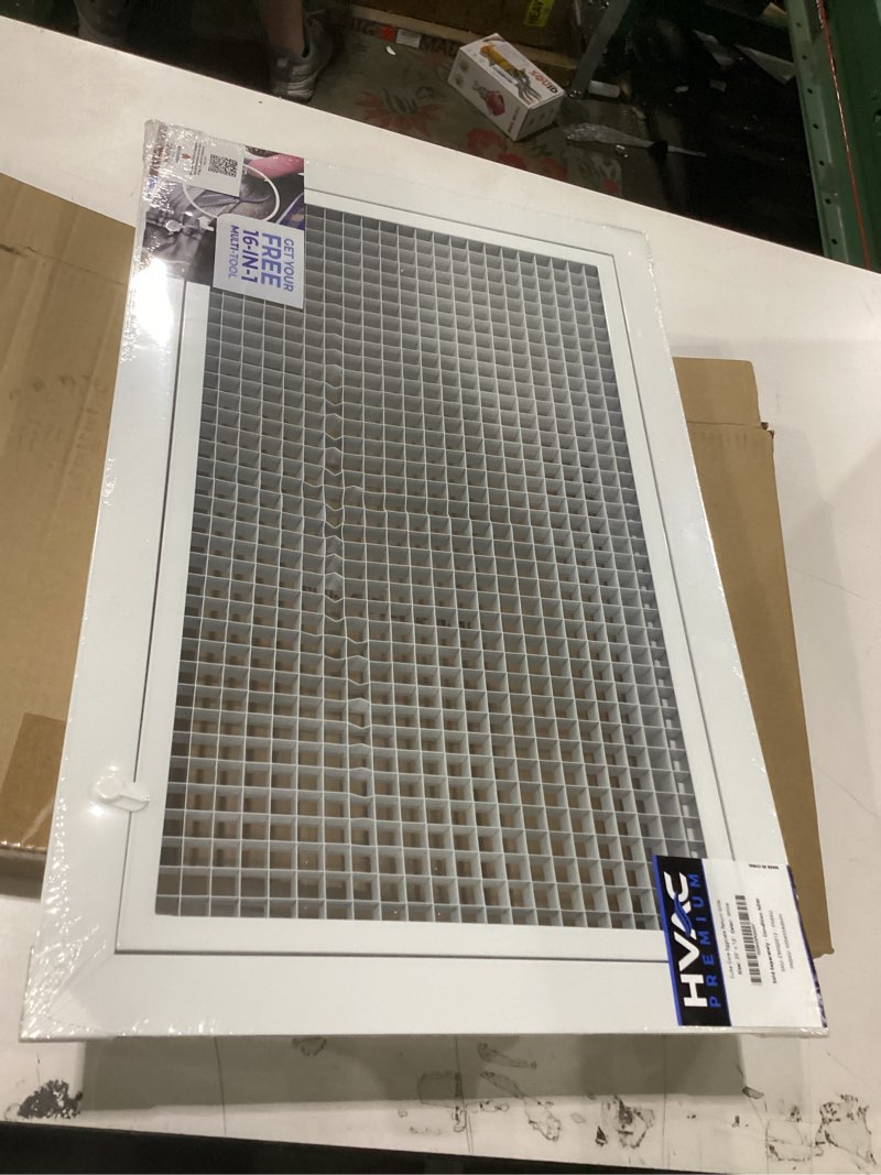 Condition photo showing Good Condition for 20" x 12" Cube Core Eggcrate Return Air Filter Grille for 1" Filter - Aluminum - White [Outer Dimensions: 22.5" x 14.5] 20 x 12
