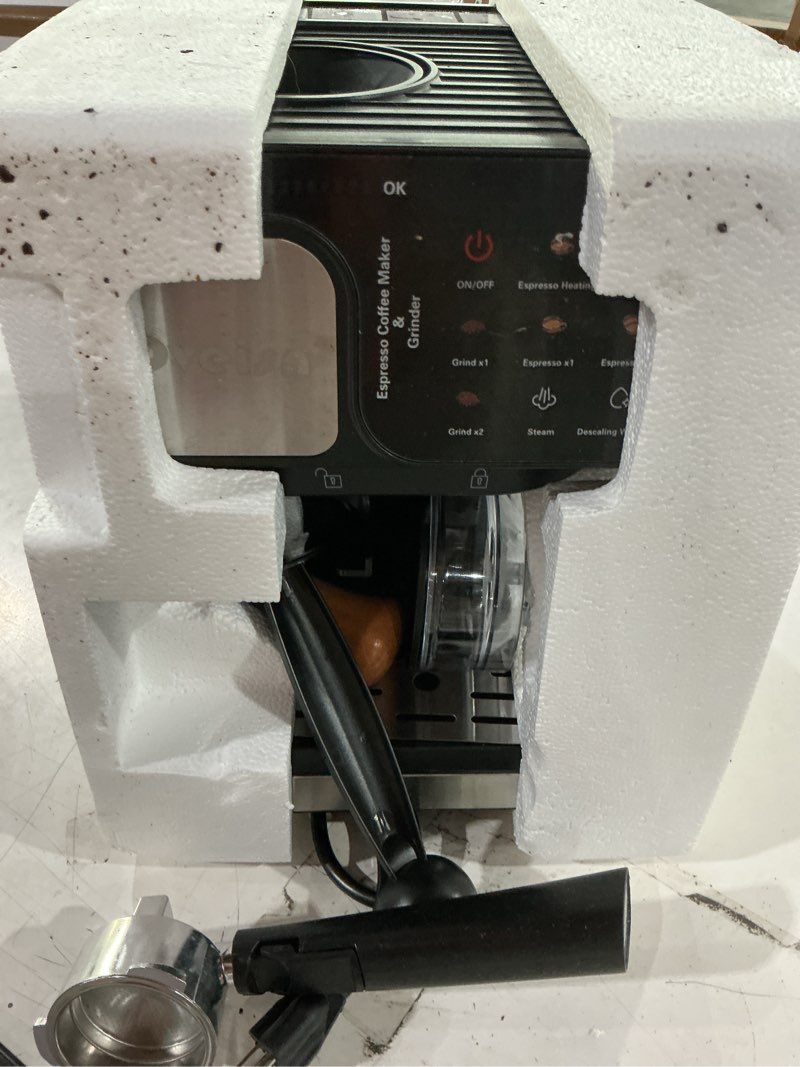 Condition photo showing As Is for espresso machine professional home espresso maker espresso coffee fast heating for cappuccino/latte coffee machine for home, office for latte cappuccino-black