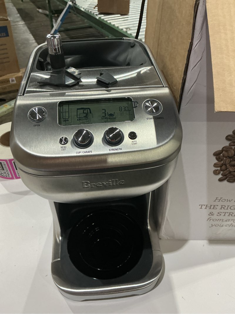 Condition photo showing As Is for breville bdc650bss grind control coffee maker with grinder, brushed stainless steel, thermal carafe