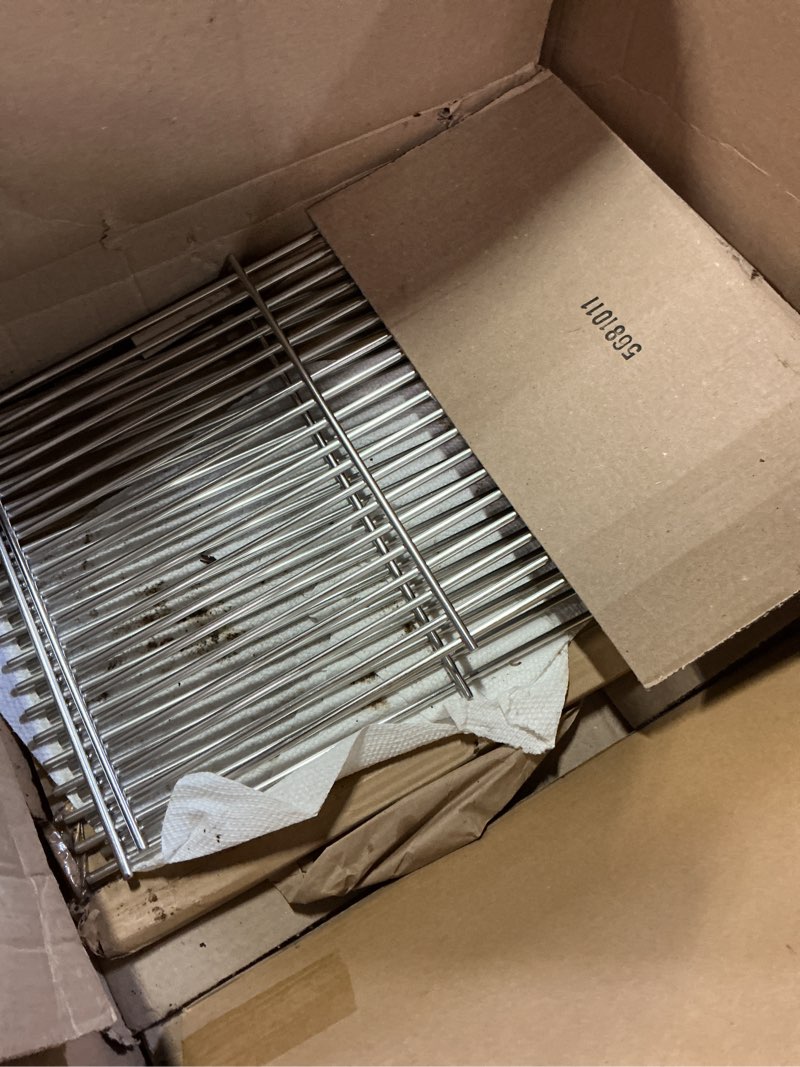 Condition photo showing As Is for 18.75" stainless steel cooking grate for weber genesis ii 300 and genesis ii lx 300 series gas grills, genesis ll lx e/s-340, genesis ll s-310, genesis ll 310/335, replacement parts for weber 66095 18.75” x 26.5”
