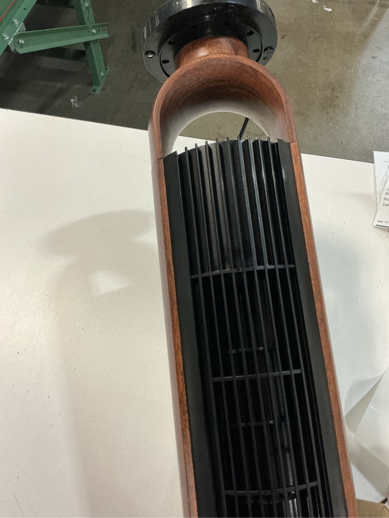 Condition photo showing As Is for better homes & gardens 40'' 5-speed oscillating tower fan with remote control, 3 wind modes, 12h timer, walnut & black