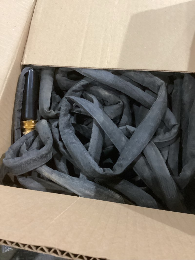 Condition photo showing As Is for Soaker Hose 25FT 5/8" Diameter for Garden Beds Solid Brass Interface Irrigation Save 70% Water Heavy Duty Rubber Great for gardens/flower beds 25-Feet by 5/8-Inch