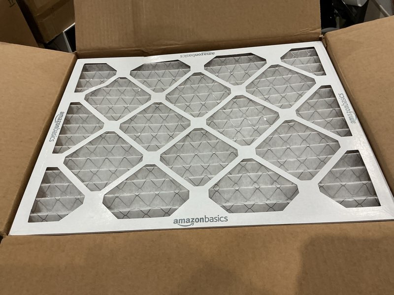 Condition photo showing Good Condition for amazon basics 16x20x1 air filter 6-pack, merv 8 ac furnace filters, allergy control, removes dust, lint and pollen, electrostatic (actual size: 15.75" x 19.75" x 0.75")