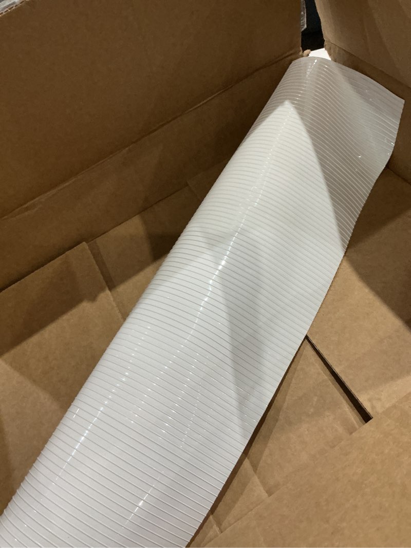 Condition photo showing As Is for songrey non-adhesive shelf liner, 23.6in x 20ft waterproof cabinet & drawer liner, eva material non-slip mat for kitchen cupboard, refrigerator, easy to cut, washable, white white 23.6"w x 240"l