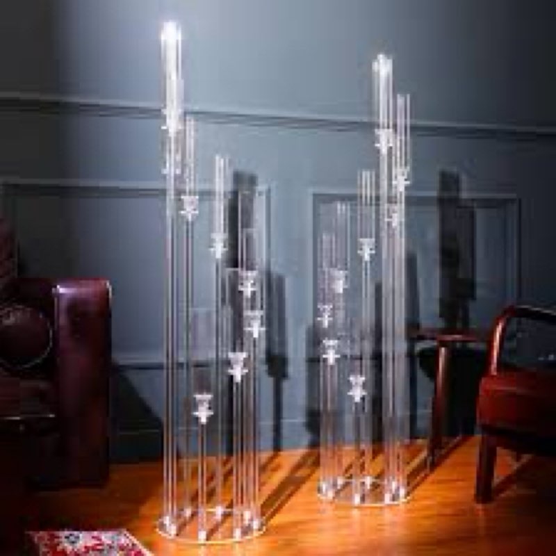vesici 2 pcs 8 arm acrylic candelabra centerpieces for tables 49.6 x 11 inch candlesticks holder cle