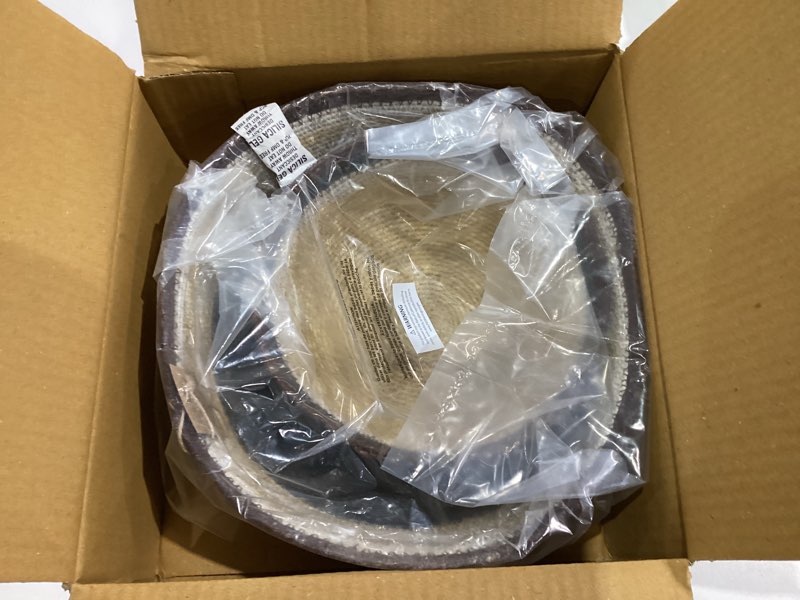 Condition photo showing New/Like New for 47th & Main Set of 2 Decorative Seagrass Bowls, Neutral Striped