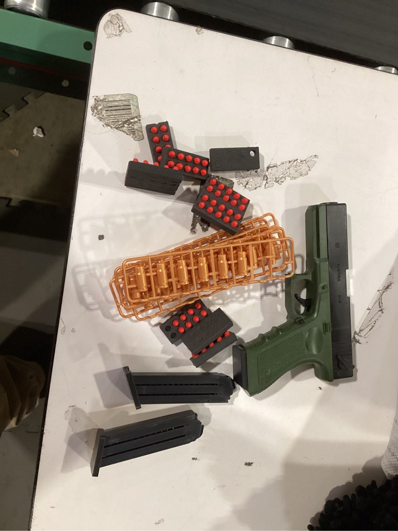 Condition photo showing As Is for toy gun, shell ejecting toy gun with soft bullets, educational model toy pistol shooting game, gifts for kids boys girls brown