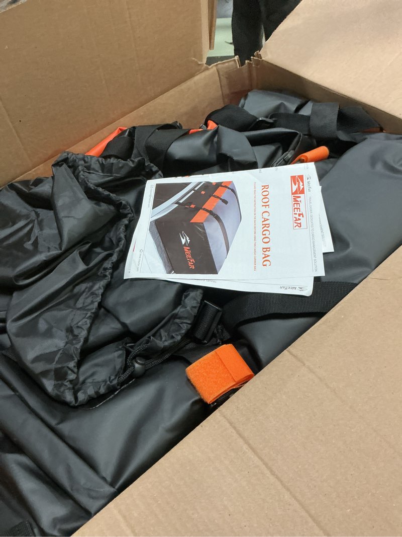 Condition photo showing Good Condition for MeeFar Rooftop Cargo Carrier Car Roof Bag 21 Cubic Feet 100% Waterproof Car Top Carrier, Fits All Vehicle with/Without Rack,Include Anti-Slip Mat,10 Reinforced Straps,6 Door Hooks,Luggage Lock ROOF (21 Cubic Feet)