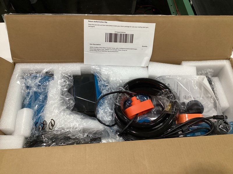 Condition photo showing Good Condition for SEESII Cordless Stick Water Transfer Pump, with 2×4000mAh Batteries&Charger, Detachable Battery Pod, 740GPH 21V Portable Water Pump for Garden/Bilge/Boat/Well/Rain Barrels/Basement