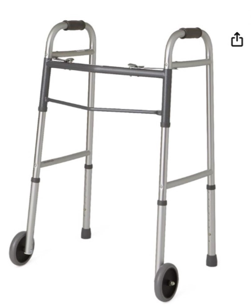 Medline Easy Care Two-Button Folding Walkers with 5" Wheels, G30757w, 1 Pound