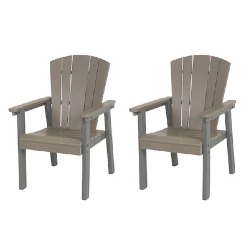  allen + roth langston set of 2 brown and grey hdpe frame stationary dining chair with slat seat