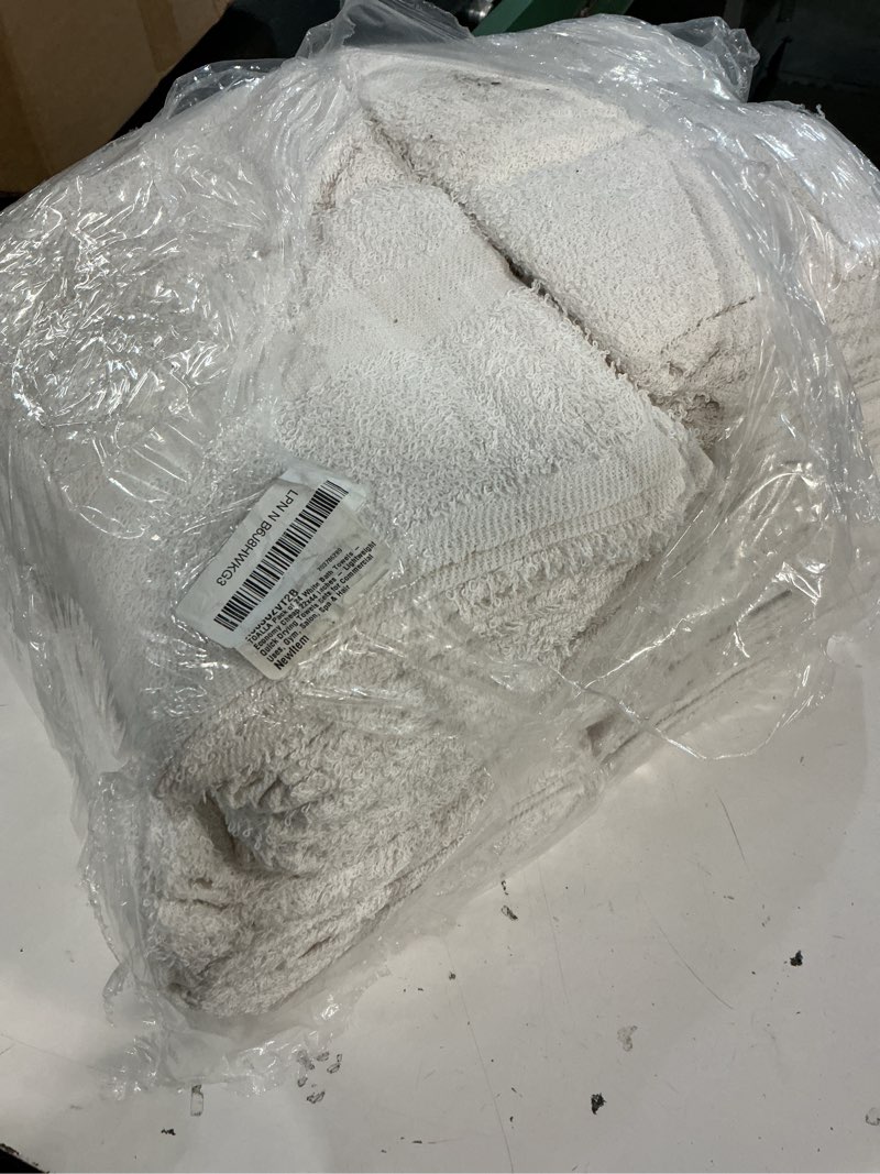 Condition photo showing As Is for pack of 24 white bath towels - economy cheap 22x44 inches - lightweight quick drying towels sets for commercial uses, gym, salon, spa & hair bath towel - pack of 24 - 22x44 white