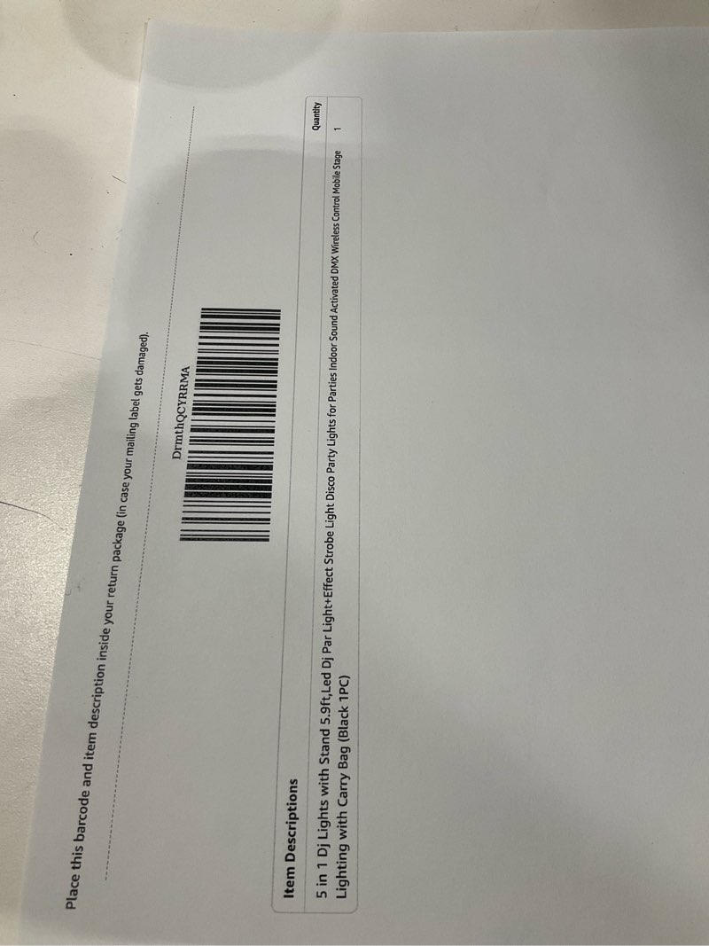 Condition photo showing As Is for 5 in 1 DJ lights with stand