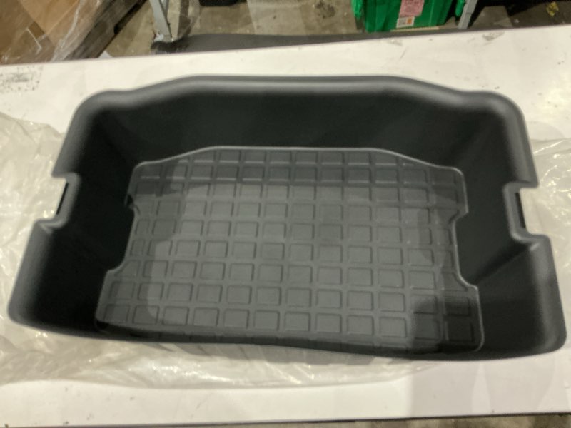 Condition photo showing As Is for yhtauto under seat storage box for tesla model y 2020-2024 2025 2026 | double layer abs tpe inner outer box, hidden organizer box underseat organizer tray