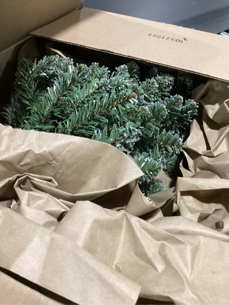 Condition photo showing As Is for 2 ft Mini Christmas Trees with 25 F5 LED Lights, 24" Decorated Burlap Artificial Tabletop Christmas Trees Home Party Decoration for Kitchen Dining Room Window Green White