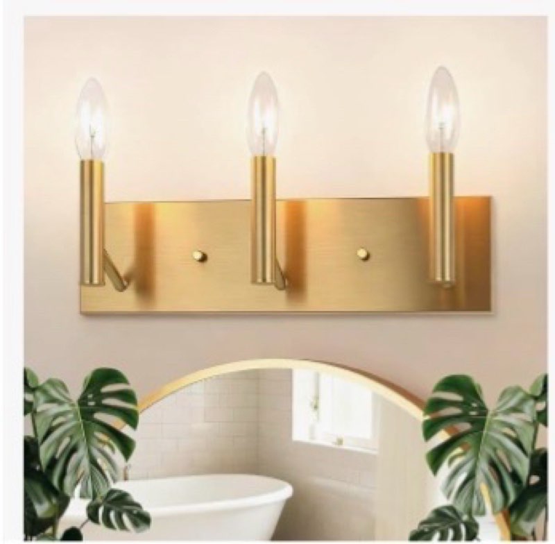 Kalium Bathroom Light Vanity Fixtures Over Mirror, 3-Lights Modern Brushed Gold Wall Sconces, Minima