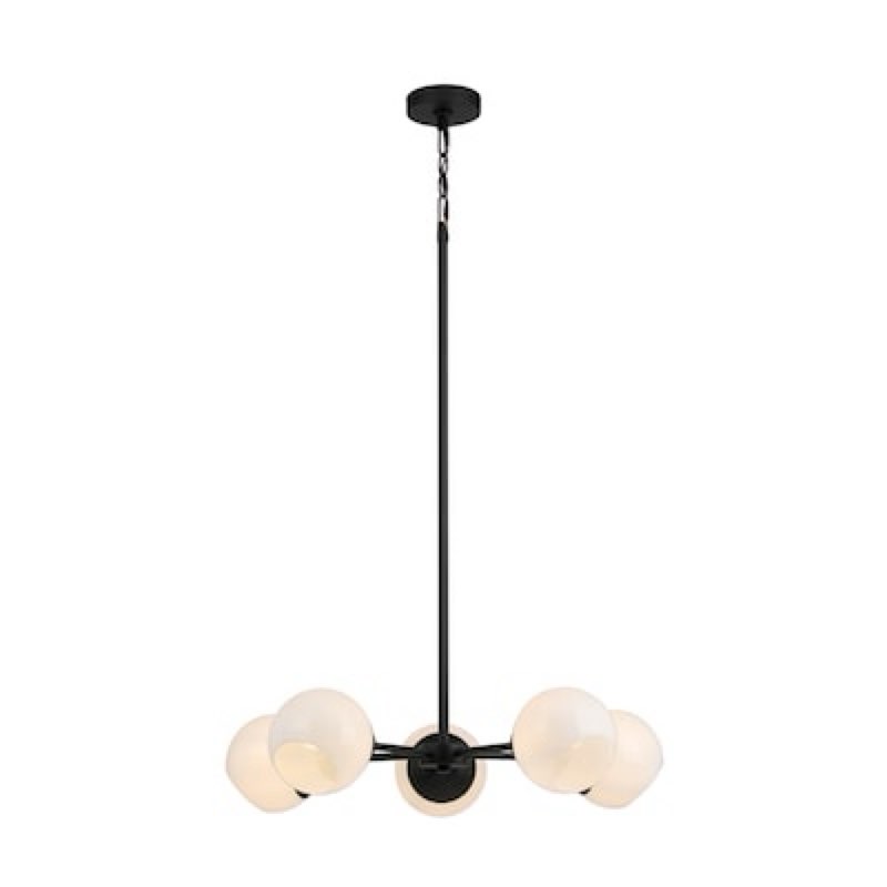 Origin 21 CYPRUS 5 -Light Matte Black Opal glass Steel Chandelier