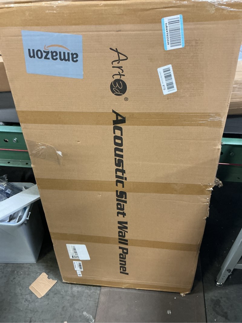 Condition photo showing New/Like New for Art3d 2 Wood Slat Acoustic Panels for Wall and Ceiling - 3D Fluted Sound Absorbing Panel with Wood Finish - Walnut 2pcs - 47.2?23.6in. Walnut