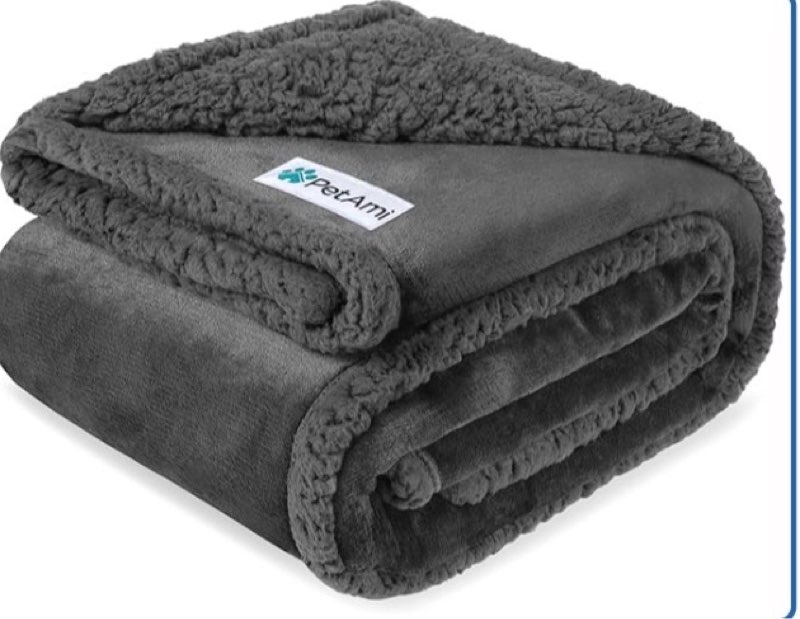 PetAmi Waterproof Dog Blanket for Medium Large Dog Puppy Cat Throw for Couch Cover Leakproof Protection, Sherpa Fleece, Reversible Soft Washable 60x40 Gray Gray