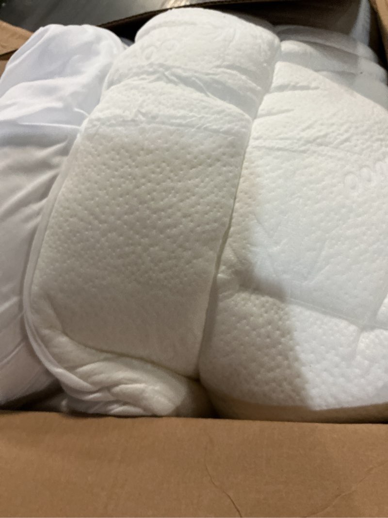 Condition photo showing As Is for ultra soft king size mattress topper - viscose made from bamboo pillow top mattress pad for back pain relief - naturally cooling for hot sleepers, white white king