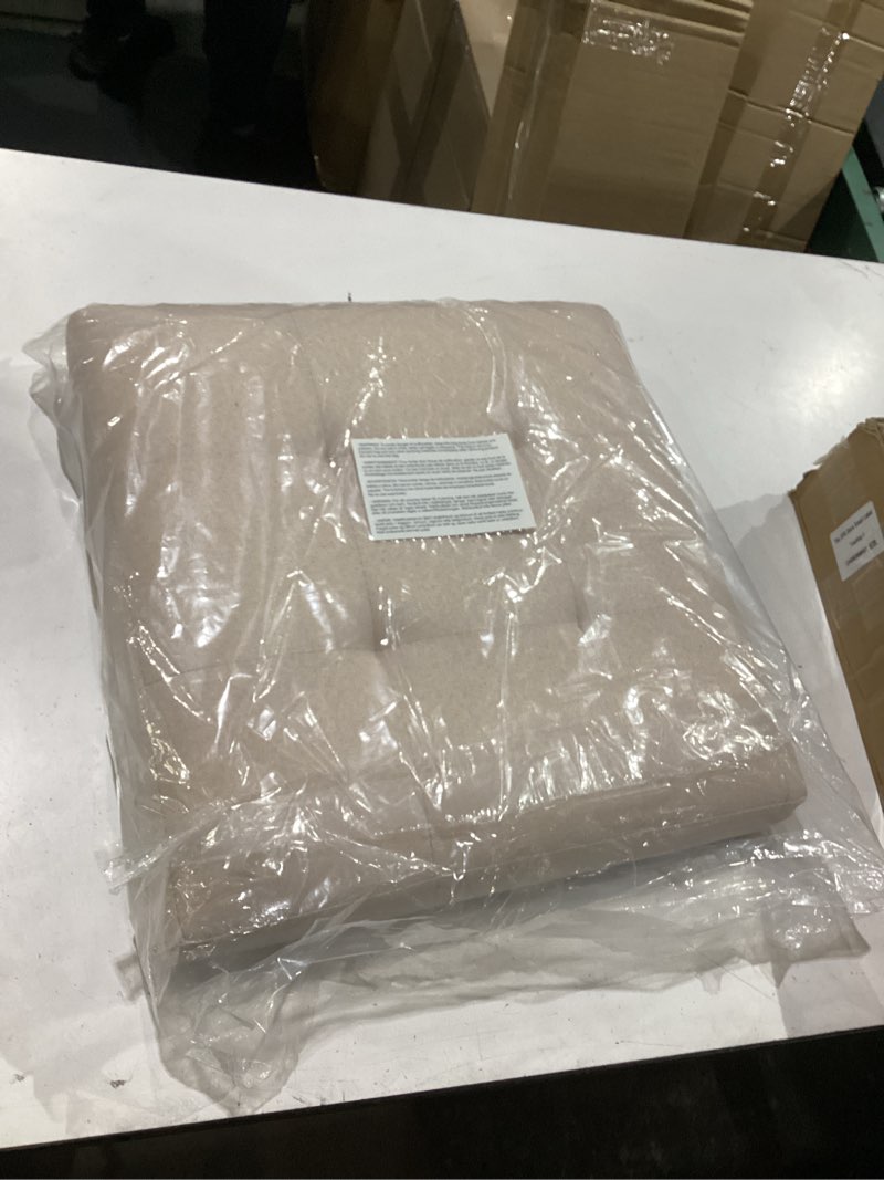 Condition photo showing New/Like New for 17.7" ottoman with storage, square storage ottoman for dorm, linen ottomans with legs for living room, bedroom, beige beige, linen
