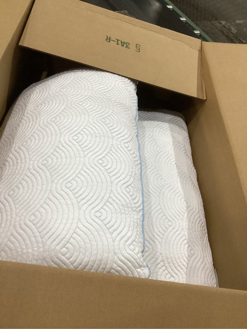 Condition photo showing As Is for qutool cooling pillow for sleeping 2 pack, luxury shredded memory foam bed queen pillows set of 2, cool pillow for hot sleepers adjustable firm pillow for side, back, stomach sleepers soft yet support white-cooling basic queen(2 pack)-20'*30', similar to stock photo