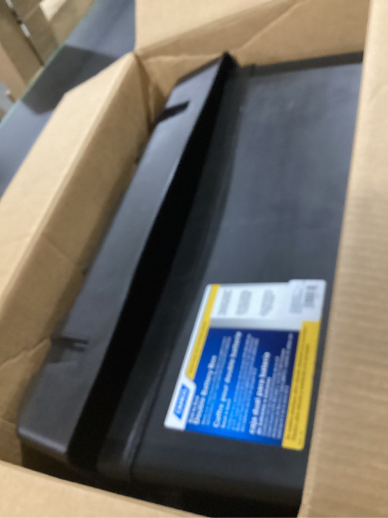 Condition photo showing Good Condition for camco double battery box - safely stores rv, automotive, and marine batteries - features a heavy-duty corrosion-resilient polymer construction and measures inside 21-1/2" x 7-3/8" x 11-3/16" (55375) frustration free packaging double battery box