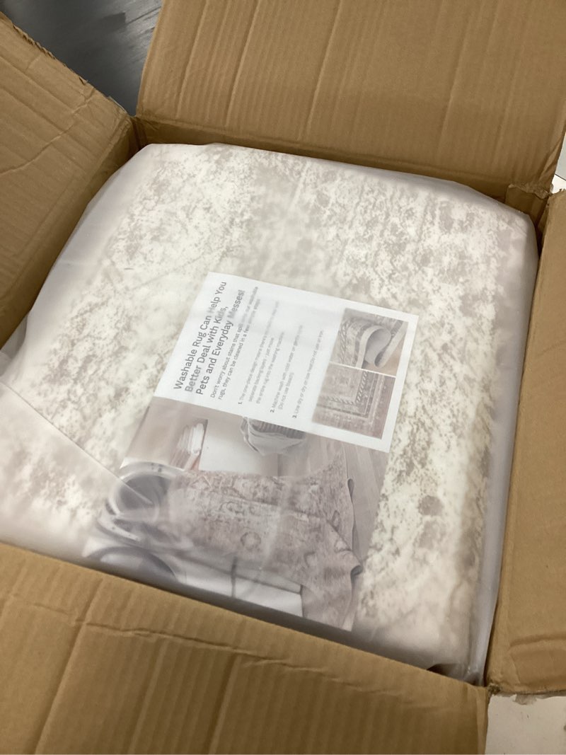 Condition photo showing New/Like New for 9x12 Area Rugs for Living Room, Non Slip Machine Washable Vintage Rugs, Low Pile Lightweight Large Rug for Bedroom, Dining Room, Home Office Beige Beige 9' x 12' (Rectangular)