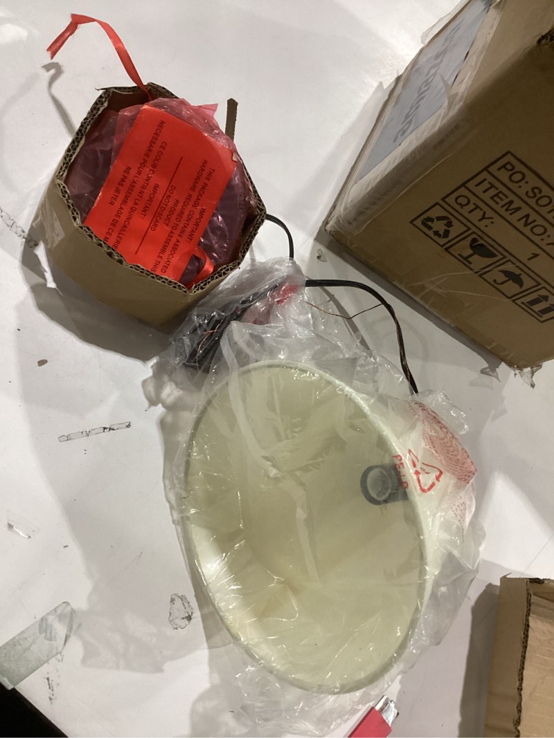 Condition photo showing New/Like New for White Pendant Lights, Modern Farmhouse Fabric Cone Single Hanging Light Fixture for Kitchen Island, Dining Room, Hallway, Foyer