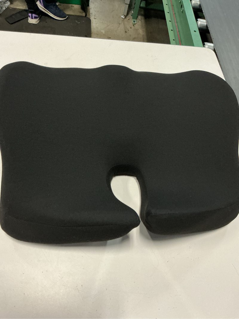 Condition photo showing Good Condition for ergonomic seat cushion for sciatica & tailbone pain relief – extra large memory foam office chair cushion for long sitting, orthopedic coccyx cushion for desk chair, car & wheelchair(black)