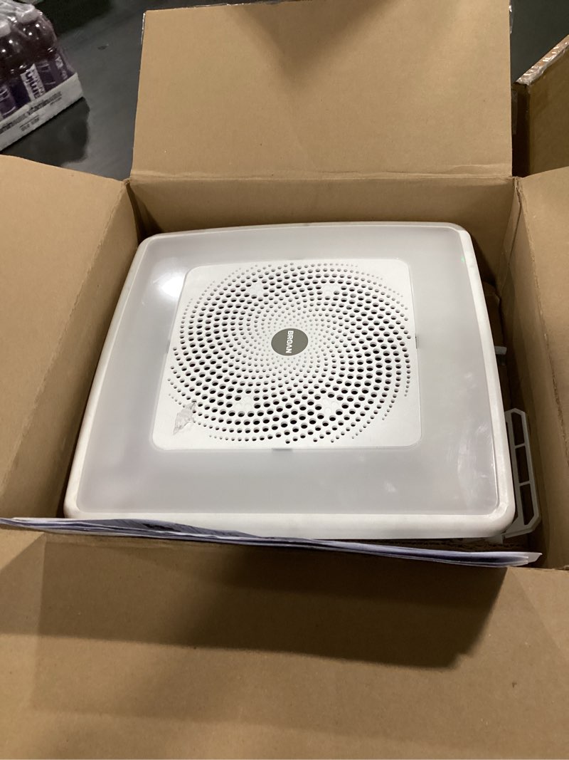 Condition photo showing Good Condition for Broan-NuTone ChromaComfort Bathroom Exhaust Fan with Bluetooth Speaker, Powerful 110CFM/1.5 Sones, 24-color LED Light, SPK110RGBL, Wall Switch Chroma Sensonic