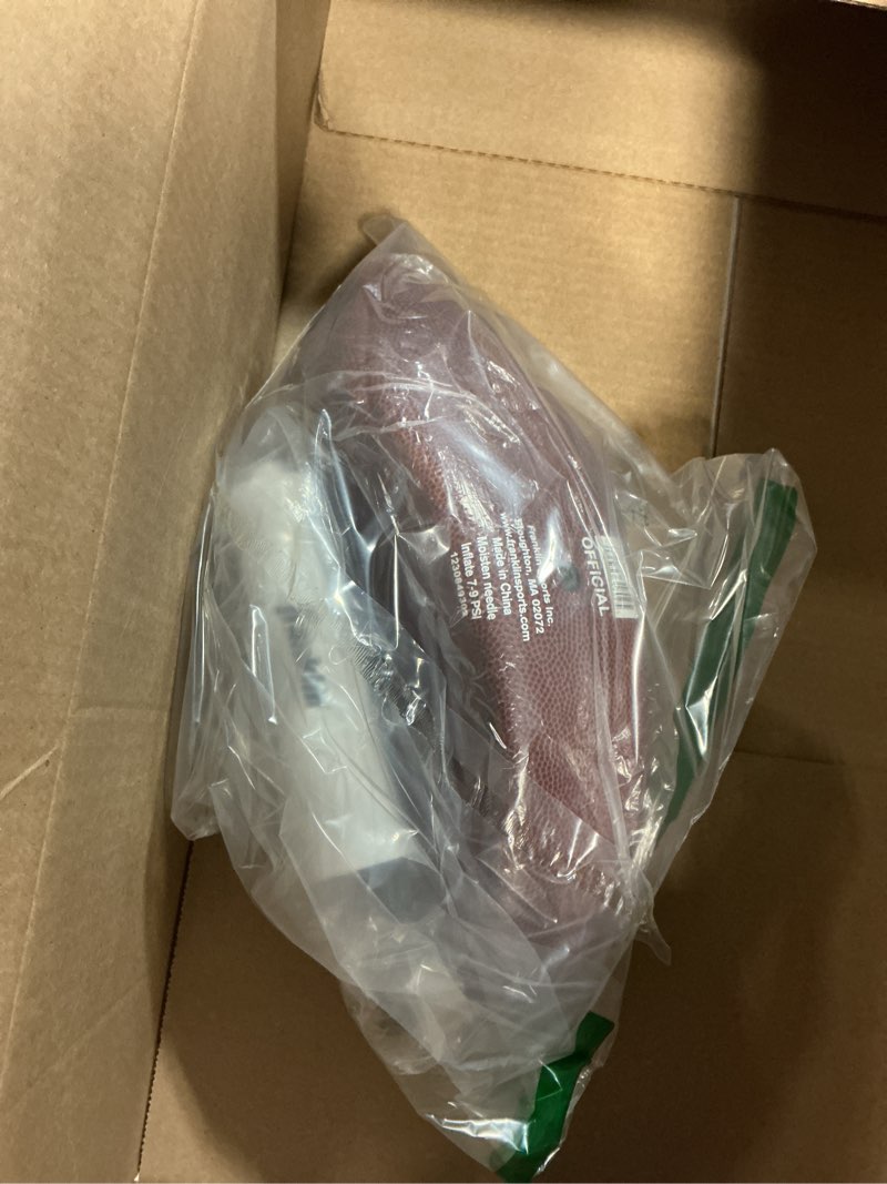 Condition photo showing Good Condition for franklin sports football, kicking tee + pump set - grip rite official or junior size - ball, tee + air pump with needle