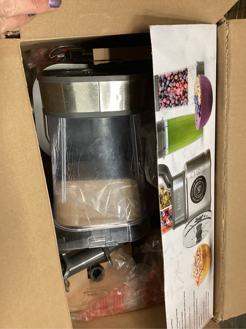 Condition photo showing As Is for Ninja Blender & Food Processor Combo, Foodi Power Blender System for Smoothies, Bowls, Spreads & Shakes, 6 Functions, 72-oz Pitcher, To-Go Cups, Silver, SS401 1600 Peak Watts