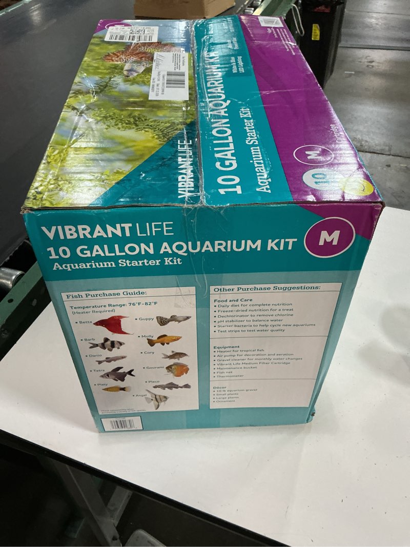 Condition photo showing As Is for aqueon aquarium starter kit with smart clean filtration and led lighting, freshwater and saltwater fish, perfect for tetras, guppies, platies, 10-gallon black 10 gallon
