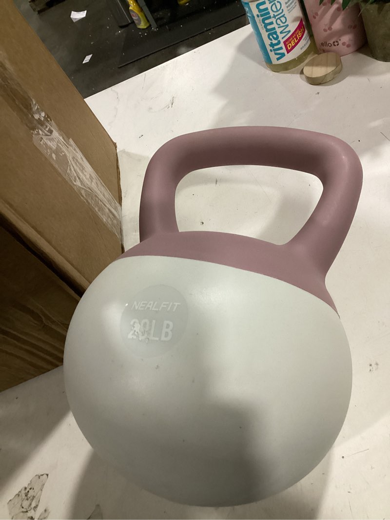Condition photo showing Good Condition for 20lbs soft kettlebell 5lb/10lb/15lb/20lb/25lb, kettlebells for home gym strength training, anti-slip fitness weights for men women 20lb pink-white