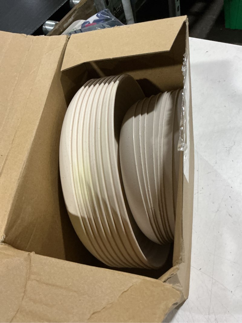 Condition photo showing Good Condition for 16 pcs wheat straw plates set 10 inch and 8 inch plastic plates reusable unbreakable dinner plate dishwasher microwave safe lightweight plate for home kitchen camping