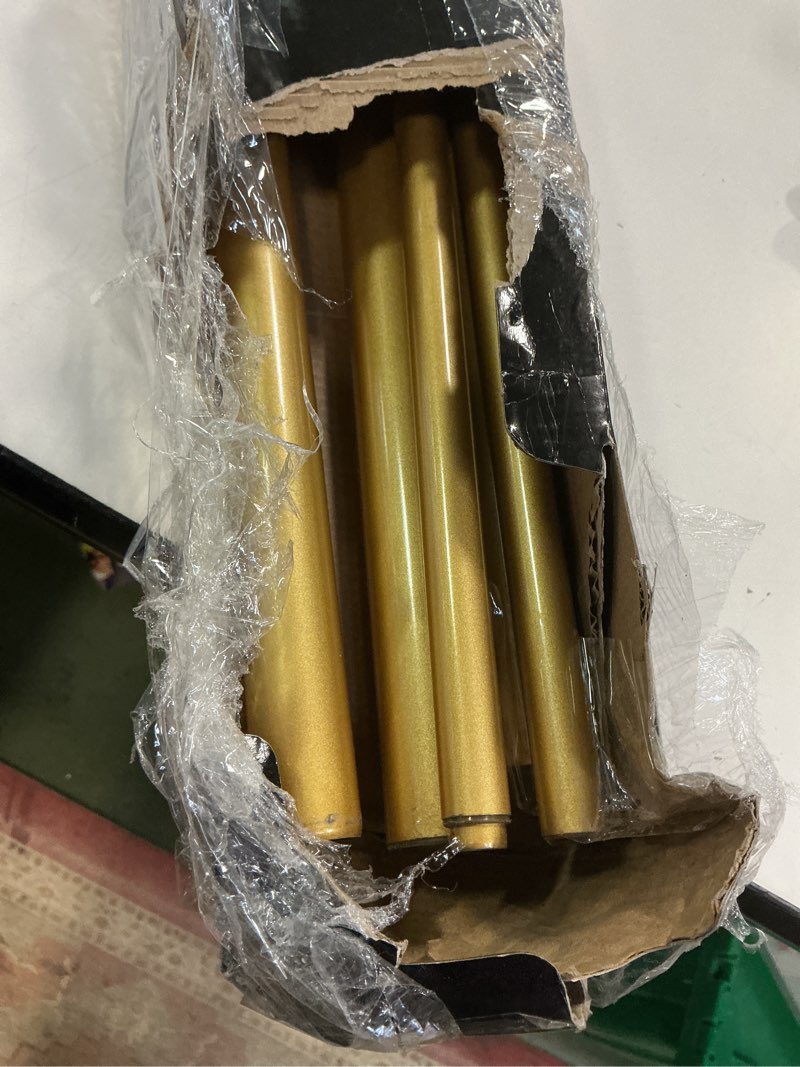 Condition photo showing As Is for Double Curtain Rod Set:1-1/8 Inch Diameter Luxury Gold Curtain Rods,72-144 Inch Adjustable Gold Drapery Rod with Rhinestone Finials for 1 Pack