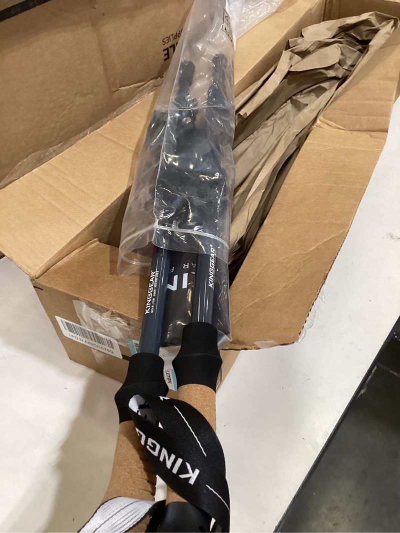 Condition photo showing Good Condition for kinggear nordic walking stick, tp1 hiking poles retractable lightweight 7075 aluminum, trekking poles with flip lock, natural cork and eva grip, 2pc hiking gear black