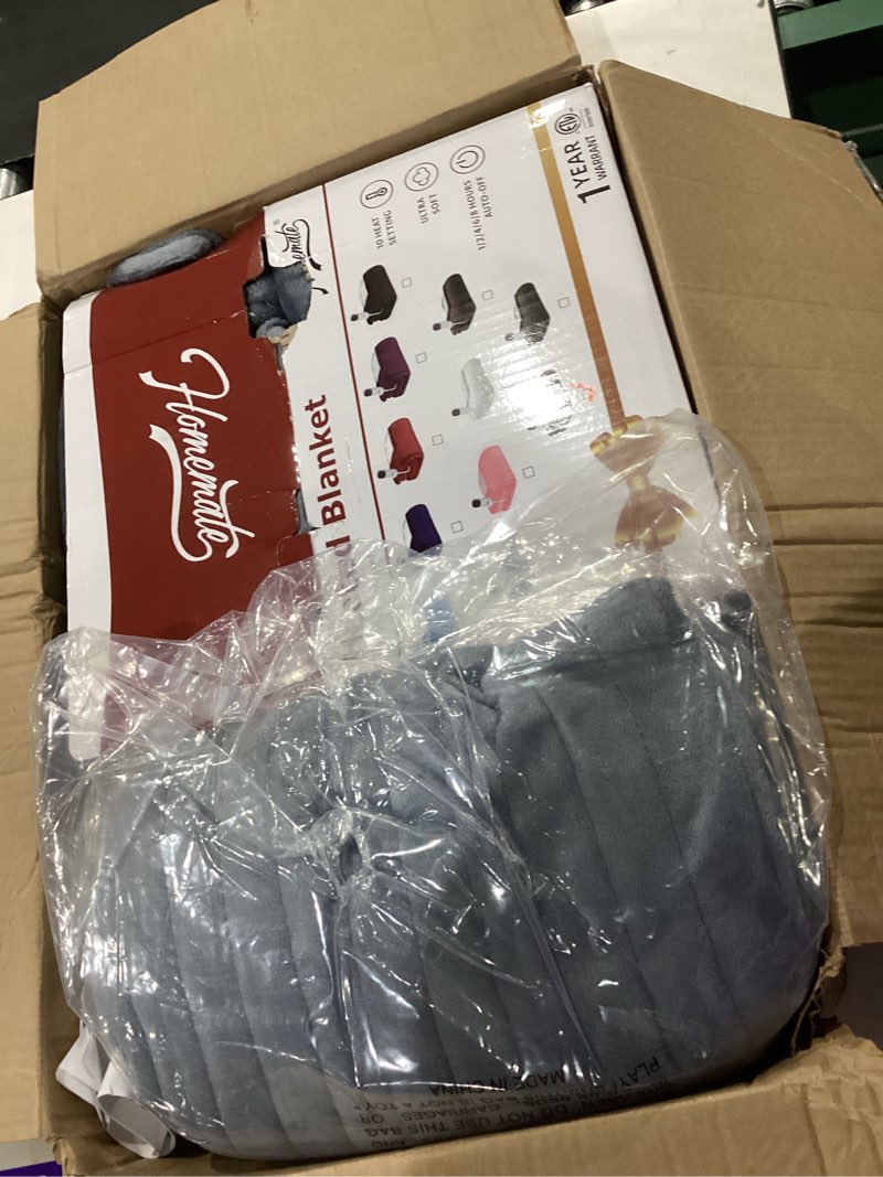 Condition photo showing Good Condition for Homemate Heated Blanket Electric Throw - 50"x60" Heating Blanket Throw 1/2/4/6/8 Hours Auto-Off 10 Heat Level Over-Heat Protection Flannel Sherpa ETL Certification 01 - Light Grey 50 Inch x 60 Inch