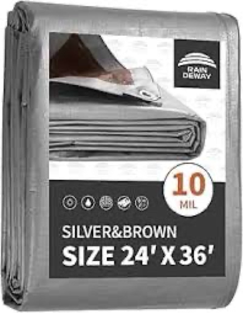 RAINDEWAY Tarps Heavy Duty Waterproof 30x50 Feet,10Mil Thick Multipurpose Large Tarp Cover with Meta