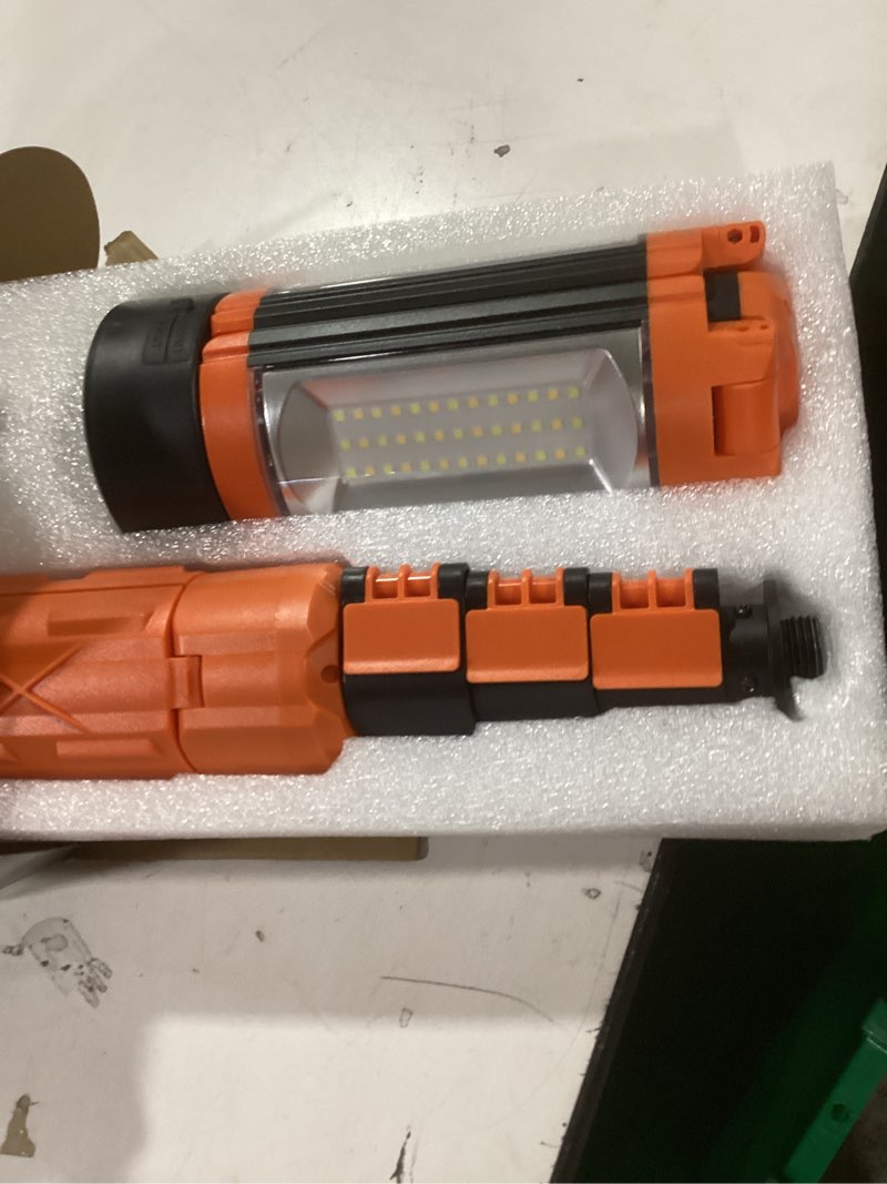 Condition photo showing Good Condition for OGERY Rechargeable 10000mAh Camping Light with Stand 6.5 ft Max Height, Cordless Work Light with 3 LED Lamp Heads, 2200 Lumens Camping Essentials Gear Emergency Flashlight with Detachable Tripod Orange