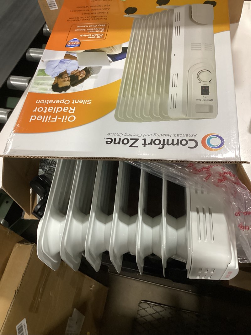 comfort zone electric oil-filled radiant radiator space heater, never refill, adjustable thermostat,