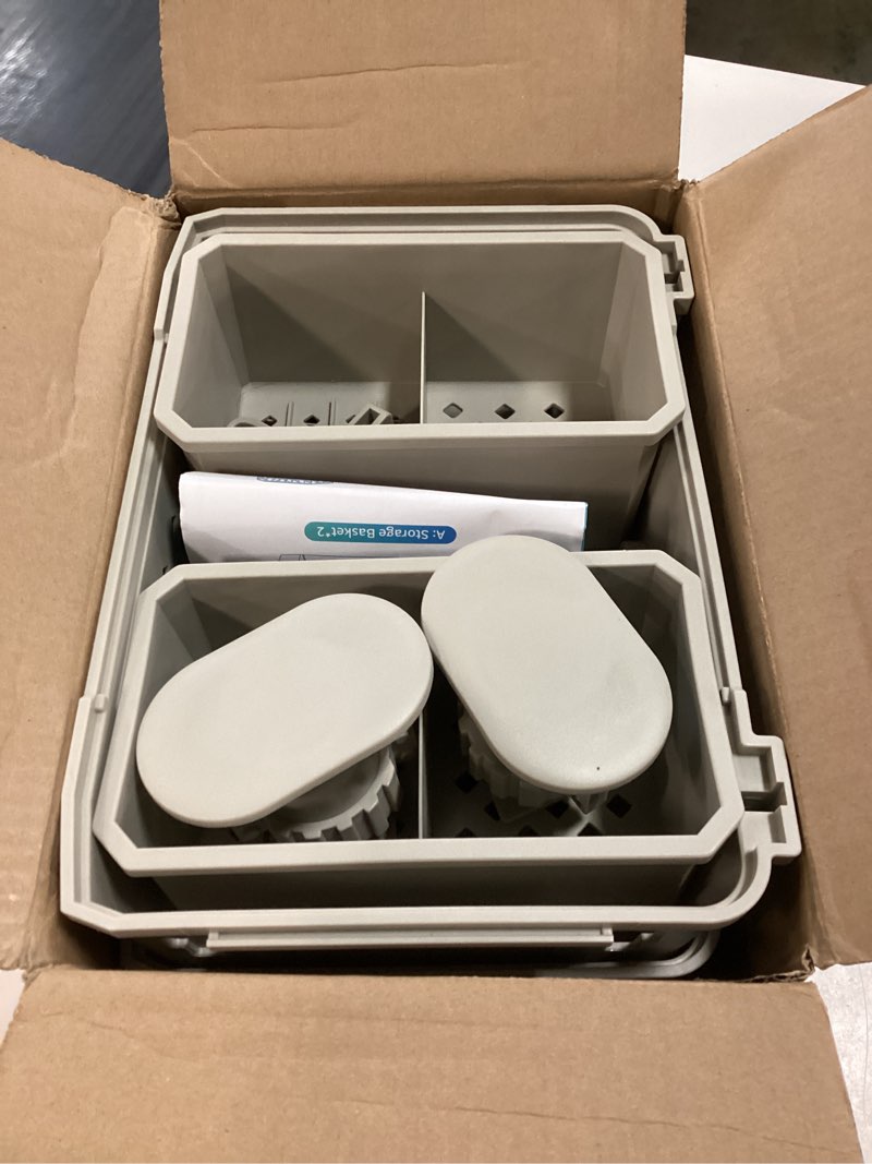 Condition photo showing Good Condition for aquajoyer 2 sets of poolside storage baskets with cup holders - perfect for 3-inch or smaller top rails - above ground pool accessories - fit for most above ground pool?grey? gray