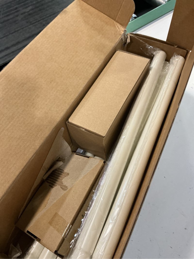 Condition photo showing Good Condition for kamanina white curtain rods for windows 72 to 144 inches (6-12ft) long heavy duty curtain rod, 7/8 inch adjustable drapery rods with decorative netted texture finials ivory white 72-144"