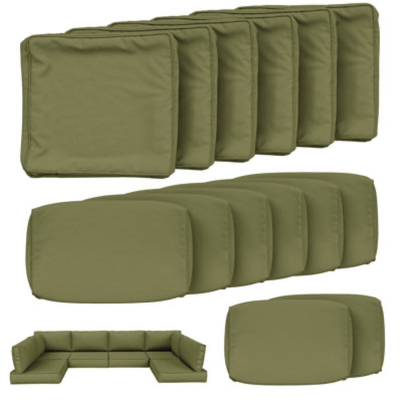 Cartert 8 Pcs Outdoor Cushion Covers Set For Outdoor Cushions and Patio Furniture Cushions Cover, Only Covers  Cushion Color: Olive Green